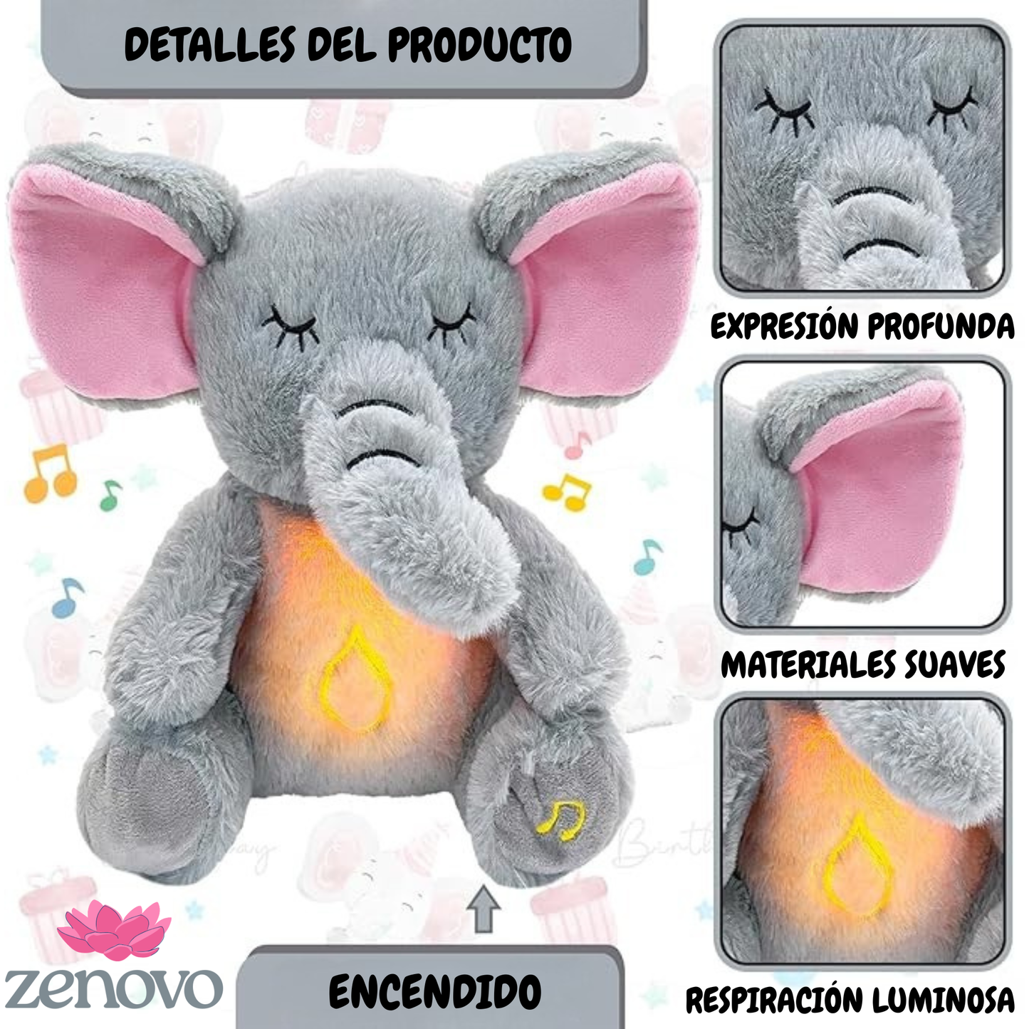 Sleepy Elephant - Peluche calmante con efecto de respiración