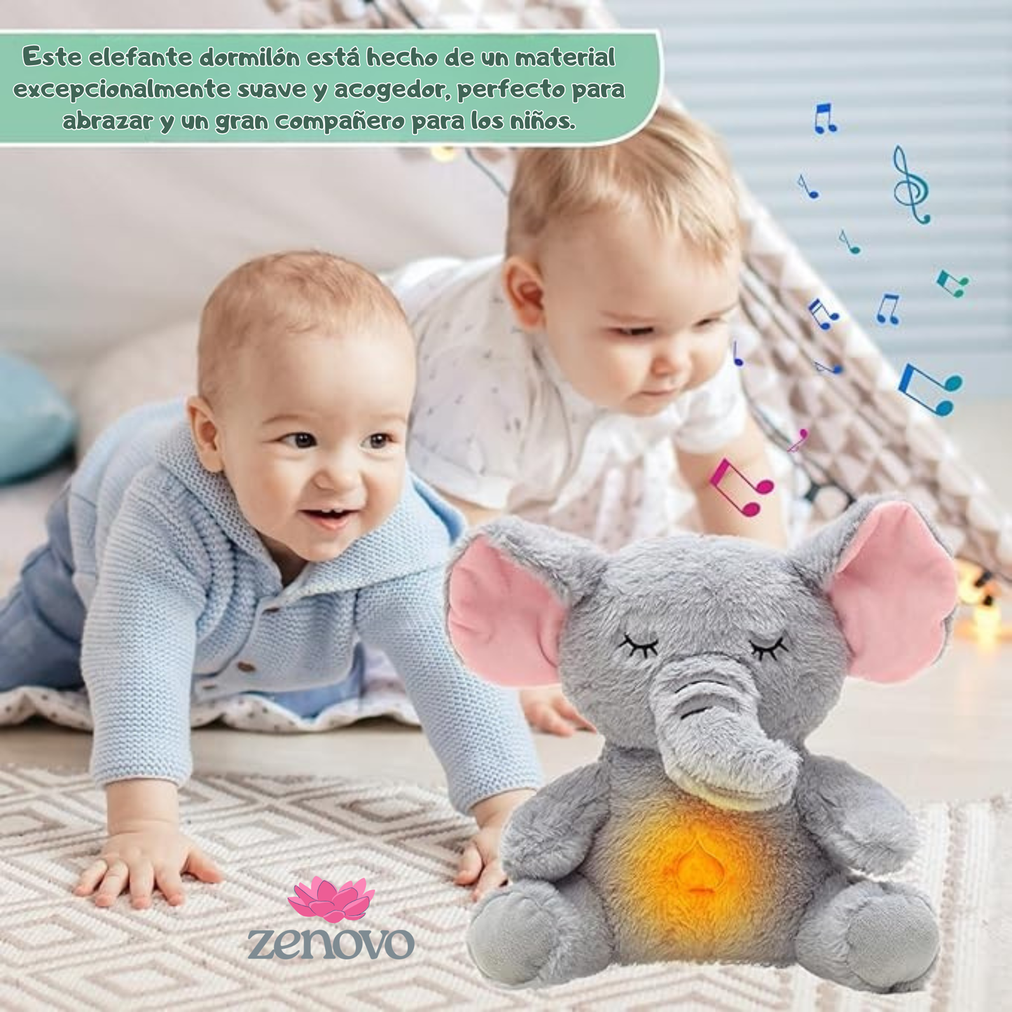 Sleepy Elephant - Peluche calmante con efecto de respiración