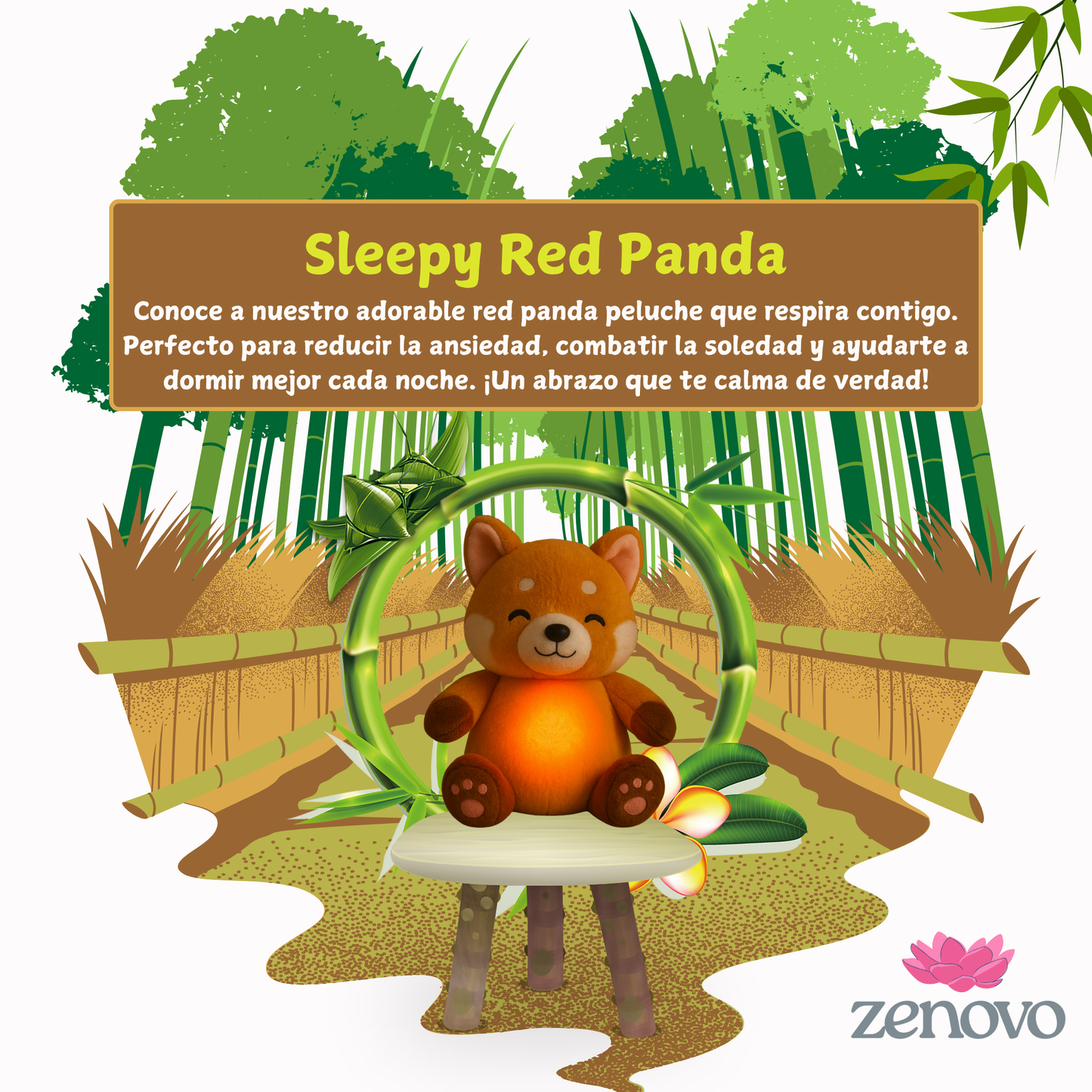 Sleepy Red Panda - Peluche calmante con efecto de respiración