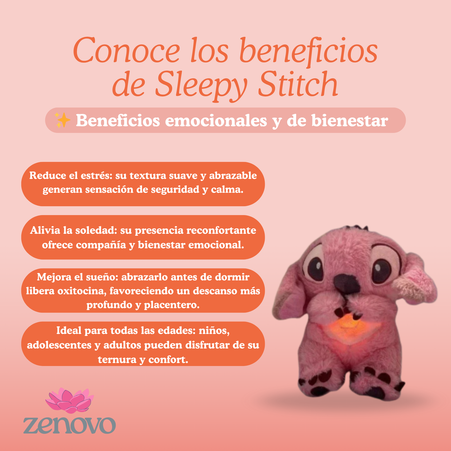 Sleepy Stitch - Peluche calmante con efecto de respiración