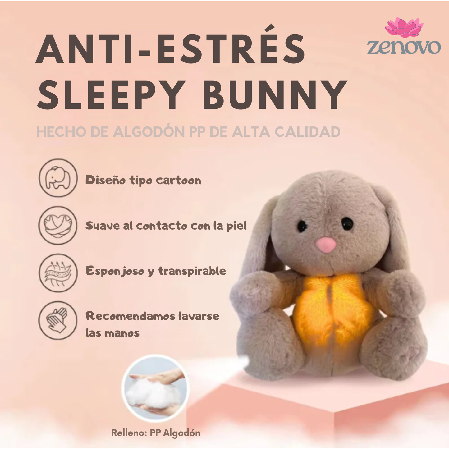 Sleepy Bunny - Peluche calmante con efecto de respiración