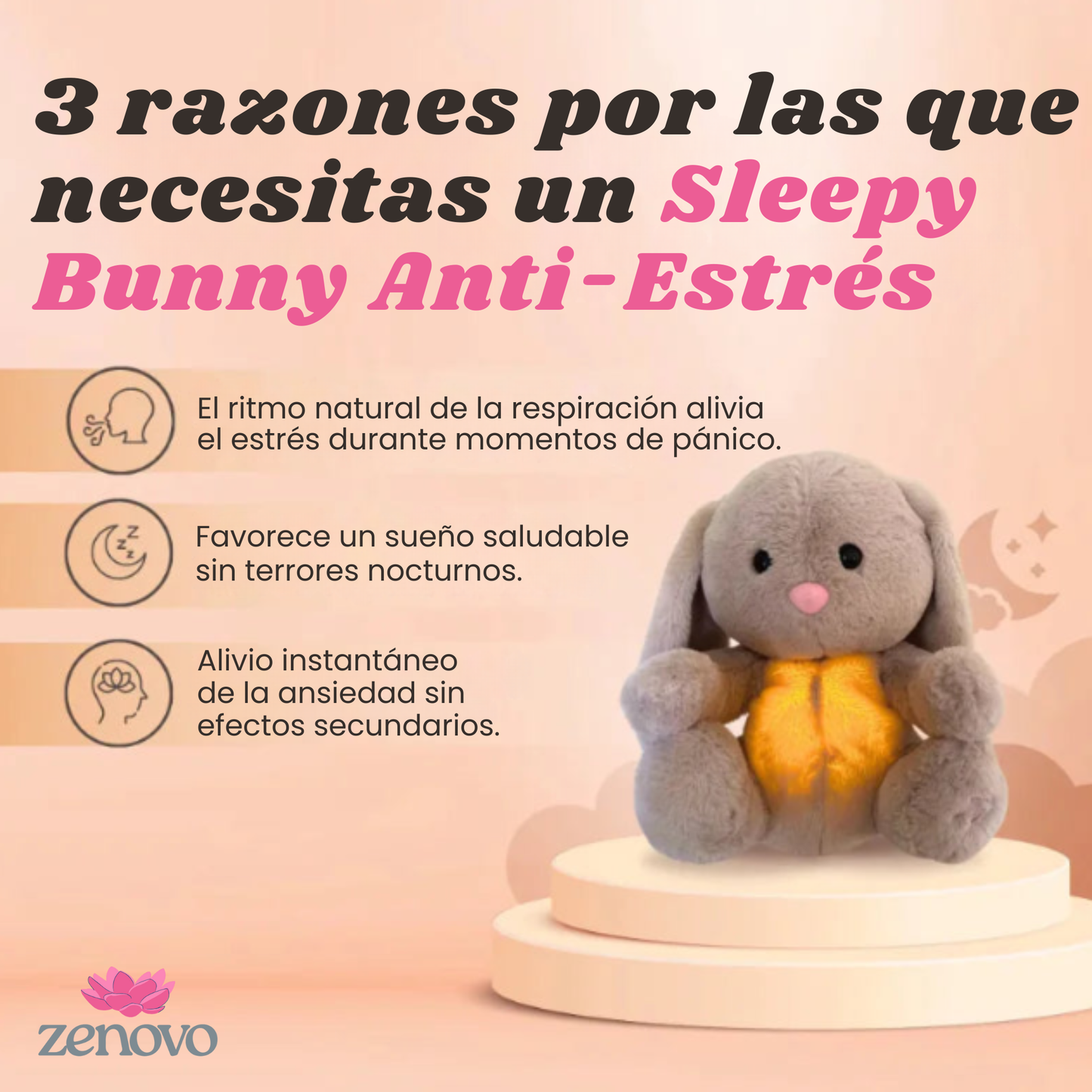 Sleepy Bunny - Peluche calmante con efecto de respiración