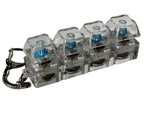 Clixy - Llavero anti-estrés 4 teclas con luces LED transparente