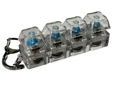 Clixy - Llavero anti-estrés 4 teclas con luces LED transparente